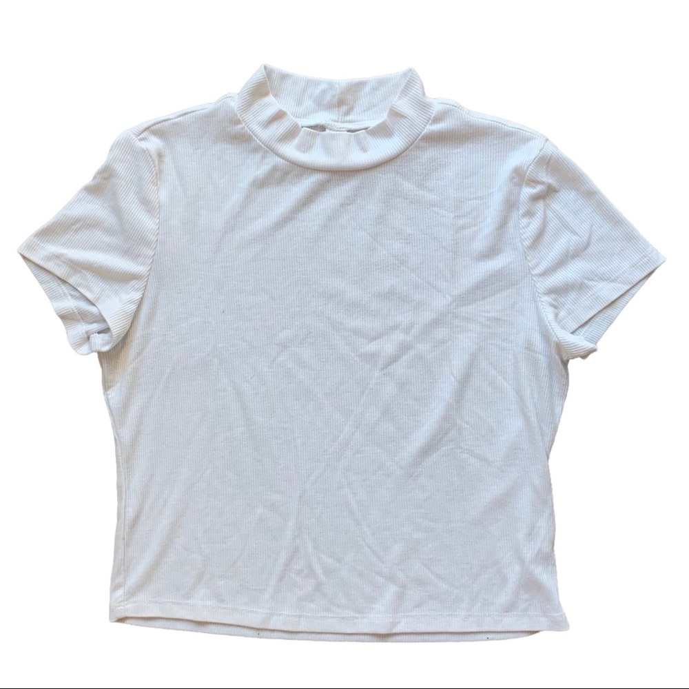 Mock Neck Ribbed Tee